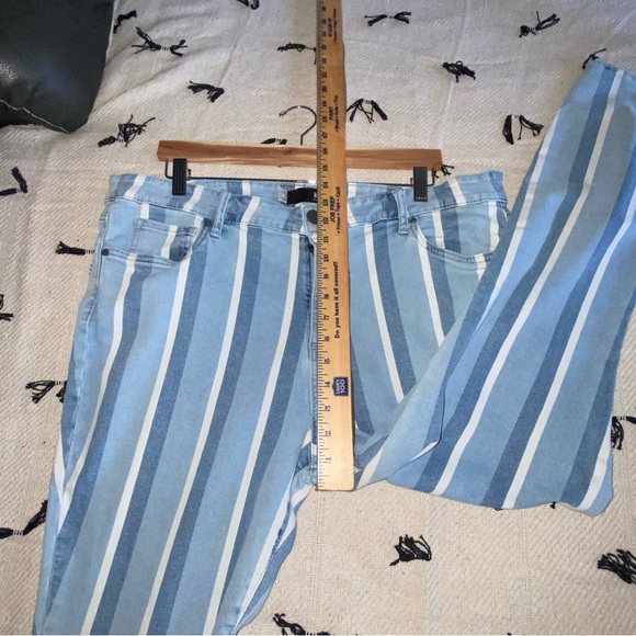 KUT From The Kloth High Rise Ankle Skinny Connie Striped Lt Wash Plus Size 18 - Picture 10 of 16